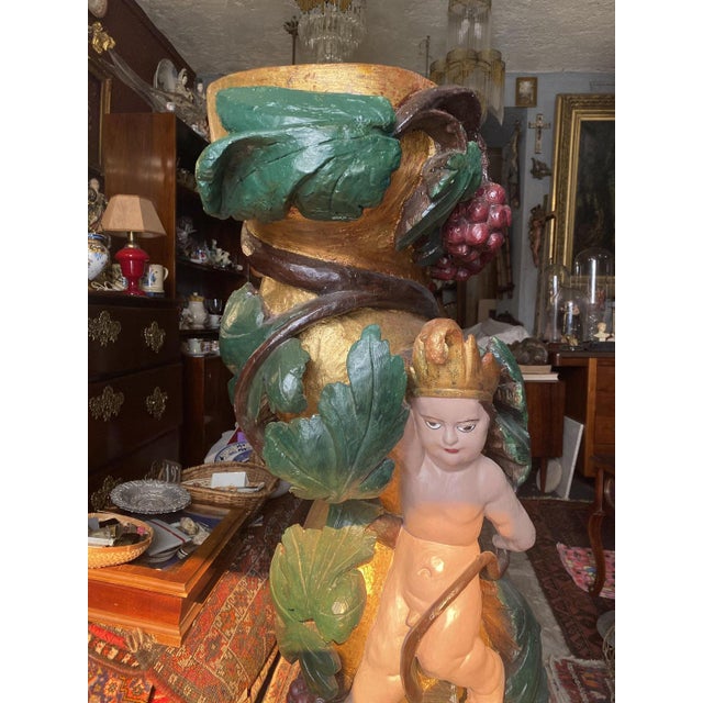 Antique Gilded Wooden Column, 1800s For Sale - Image 15 of 18