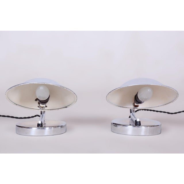 Bauhaus Bauhaus Table Lamps in Chrome and Steel from Napako, Czech, 1920s, Set of 2 For Sale - Image 3 of 11