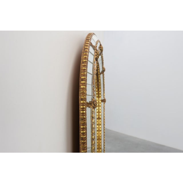 Metal 20th Century Venetian Arched Mirror with Gilt Beaded and Glass Frame, Italy, 1950s For Sale - Image 7 of 11