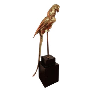 Hollywood Regency Brass Parrot Sculpture, 1970s For Sale