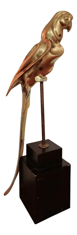 Hollywood Regency Brass Parrot Sculpture, 1970s