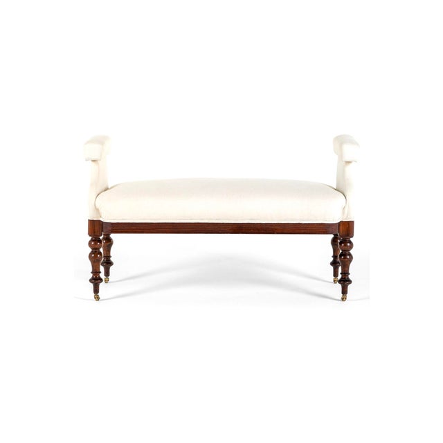 A splendid victorian scottish pine window seat with a wide welcoming seat and shapely raised padded arms to either end....