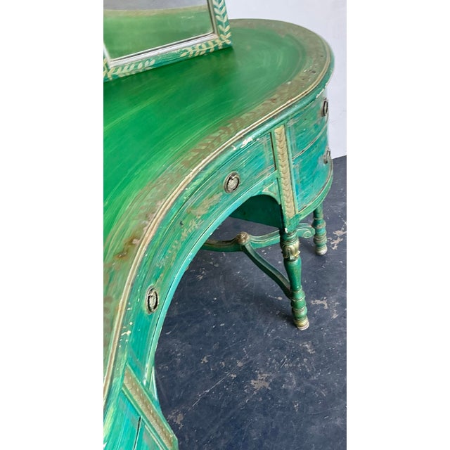 Vintage Distressed Mirrored Vanity and Chair For Sale - Image 11 of 12