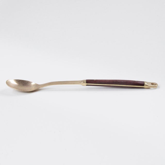 Wood Modern Brass and Wood Cutlery Set by Carl Cohr, 1960s, Set of 19 For Sale - Image 7 of 12