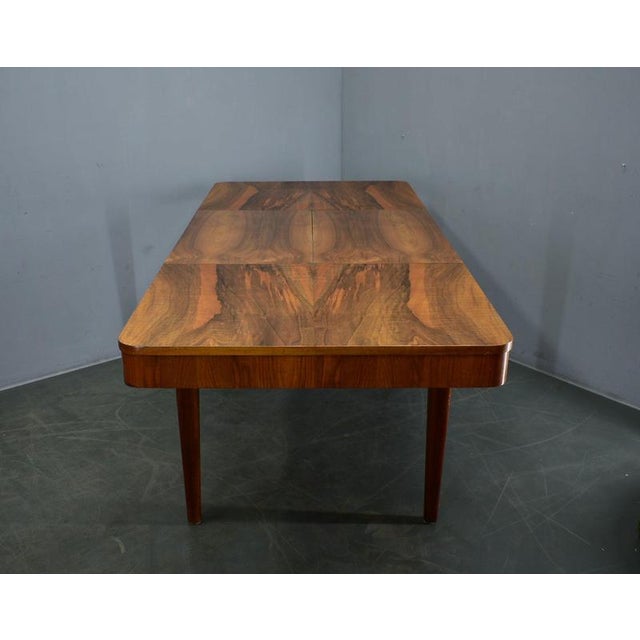 Extendable Dining Table in Walnut by Jindrich Halabala, Czechoslovakia, 1940s For Sale - Image 11 of 18