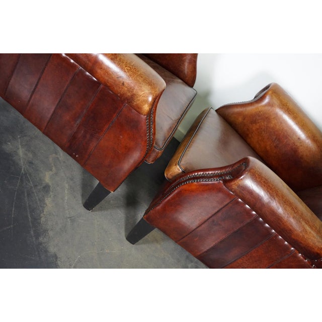Vintage Dutch Cognac Leather Club Chairs, the Netherlands, Set of 2 For Sale - Image 16 of 18