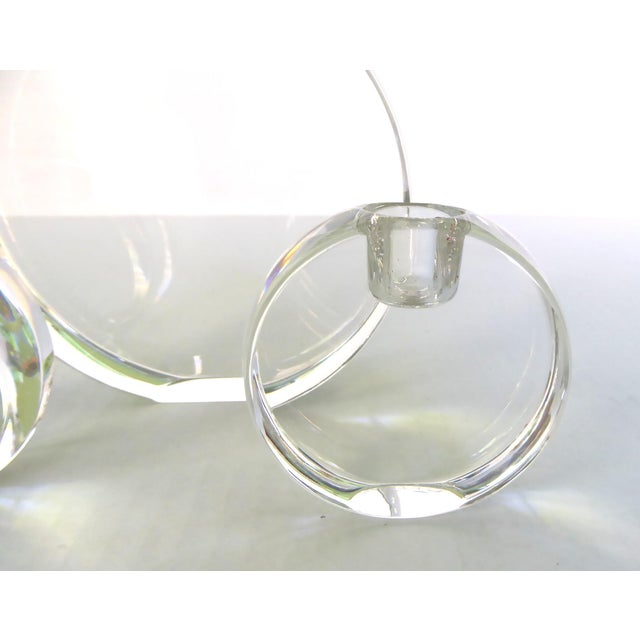 Glass Vintage Never Used Set of 3 Val St Lambert Crystal "Beaulieu" Candleholders Belgium 1970s For Sale - Image 7 of 15