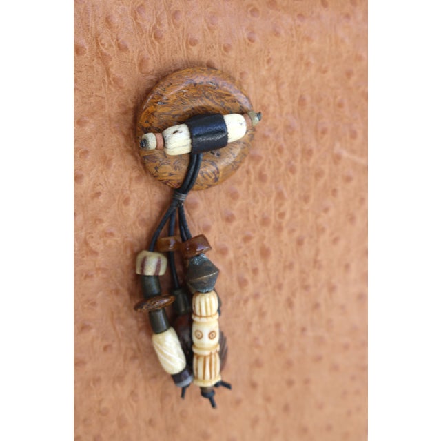 Mid-Century Modern Vintage 1970s Ostrich Gem Tassels Crossbody Bag For Sale - Image 3 of 7