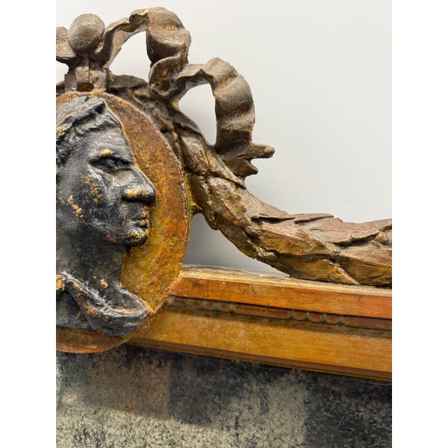Late 20th Century French Louis XVI Neoclassical-Style Carved Mirror With Classical Profile Medallion For Sale - Image 5 of 7