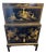 Chinoiserie Black Lacquer Cabinet / Dry Bar With Hand-Painted Gilt Scenes, Mid–Late 20th Century For Sale