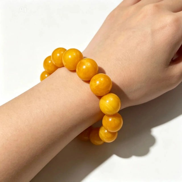 Traditional Late 19th Century Natural Baltic Amber Beads Slide On Bangle Antique Bracelet For Sale - Image 3 of 3