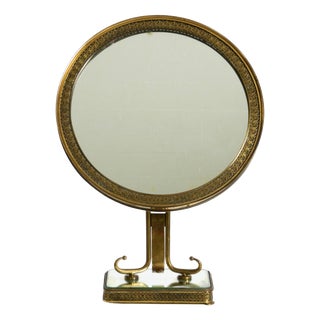 Large Mid-Century Italian Brass Table Mirror, 1950s For Sale