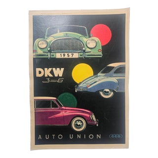 Art Deco DKW Auto Union Automobile Advertising Poster, 1930s For Sale