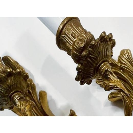 1930s Art Deco French Candle Lights Bronze Wall Sconces - A Pair For Sale - Image 4 of 6