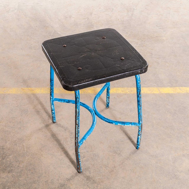 Blue Workshop Stools with Bakelite Seats, 1950s, Set of 6 For Sale - Image 8 of 10