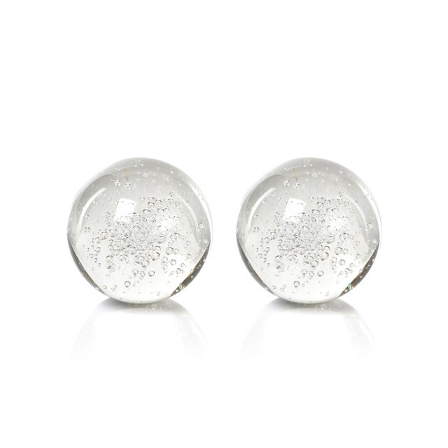 4-Inch Crystal Fill Ball with Bubbles, Set of 2 For Sale