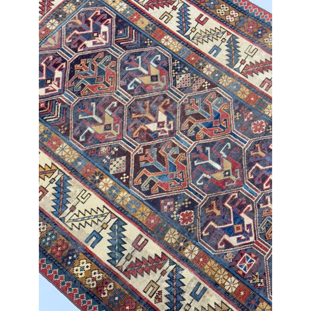 Ivory Antique Caucasian Kazak Rug 3’5" X 6’1" For Sale - Image 8 of 11