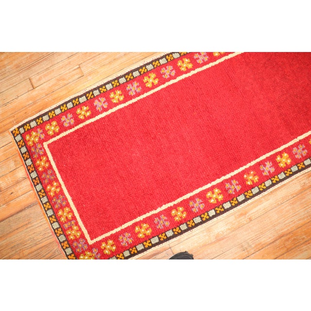 Narrow Red Mid 20th Century Turkish Runner, 2'5'' X 10'11'' For Sale - Image 9 of 9
