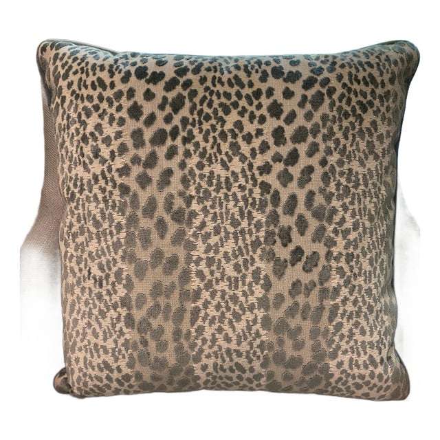Blue Leopard Stripe Pillow For Sale