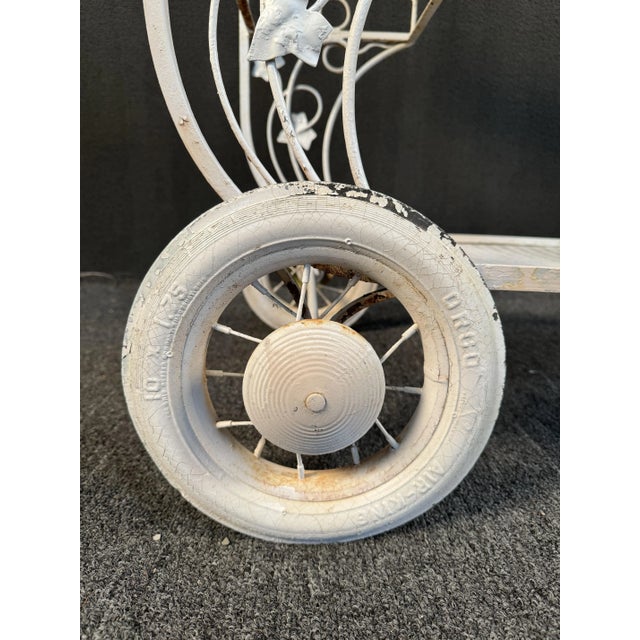 Metal Mid 20th Century Vintage Painted Wrought Iron Garden Cart For Sale - Image 7 of 12