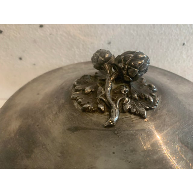 Silver 20th Century Empire Silver-Plated Covered Vegetable Dish by Silversmith Plasait For Sale - Image 8 of 9