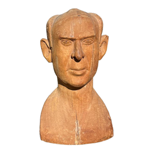 Mid-Century Hand-Carved Wooden Male Bust Sculpture — Jonathan Parks Estate
