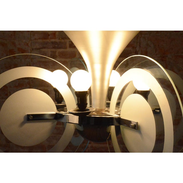 Bauhaus Chandelier in Chrome and Sandblasted Glass from F. Anýž, Czech, 1930s For Sale - Image 16 of 17