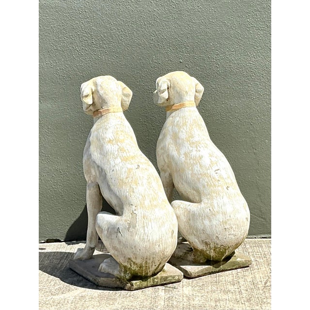 Vintage Cast Concrete Dogs - A Pair For Sale - Image 9 of 12