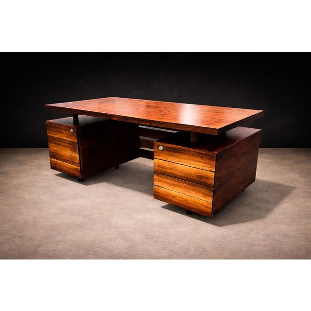 A substantial and beautifully resolved Brazilian modern desk produced by Ava during the 1960s, exemplifying the period’s...