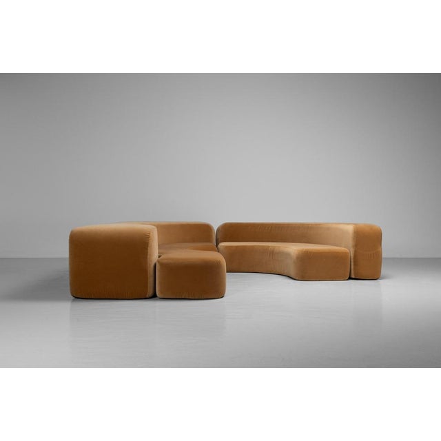 Gold Envorin One Sofa attributed to Ennio Chiggio for Nikol International, Italy, 1970s, Set of 4 For Sale - Image 8 of 18