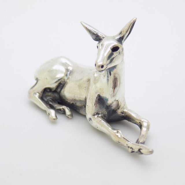 Vintage Italian Handmade Sterling Silver Sitting Deer Figurine, 1980s For Sale - Image 6 of 13