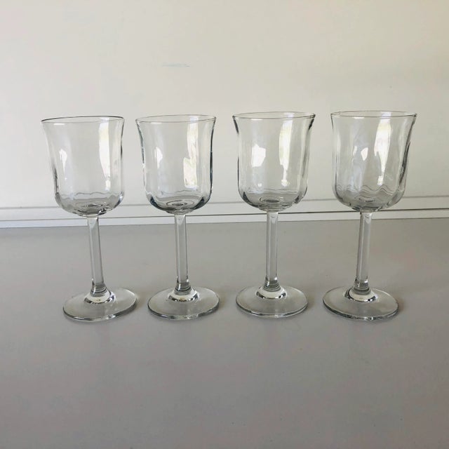1990s 1990s Clear Glass Wine Goblets- Set of 4 For Sale - Image 5 of 5