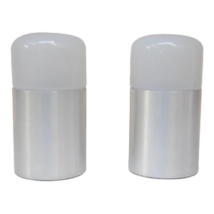 Pair of Italian Modern Bedside/Table Lamps in Opaline Glass and Brushed Aluminum