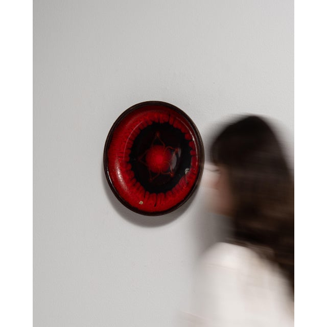 1960s 1960s Germany Red Pottery Plate For Sale - Image 5 of 15