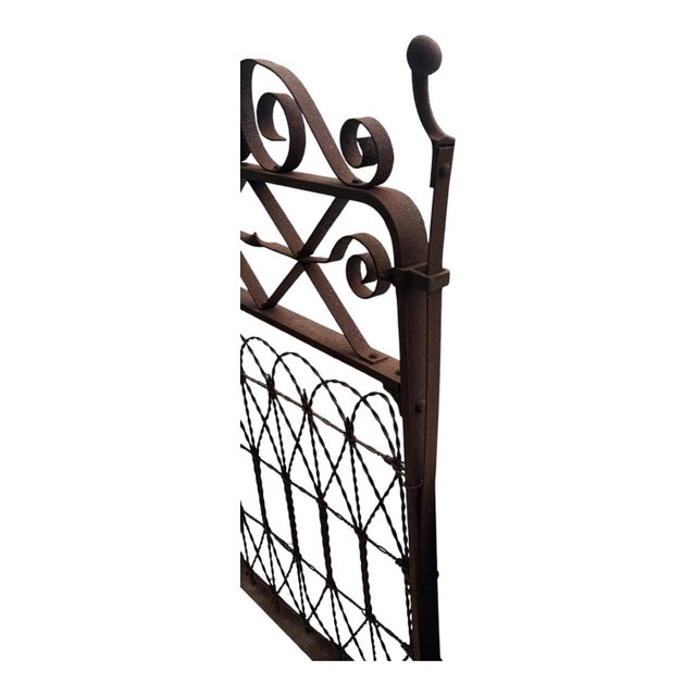 Early 20th Century Antique Early 20th Century Ornamental Iron Garden Gate With Original Rust Patina – Terre Haute, Indiana For Sale - Image 5 of 12