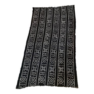 Vintage African Black and White Mud Cloth Textile Mali 39" by 70" For Sale