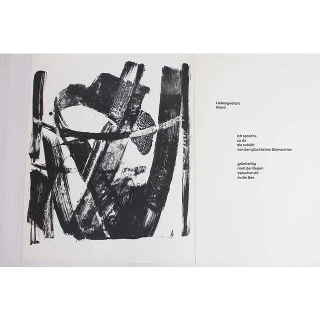 Lithograph of the Swiss Artist Bernd Völkle 1963 This original lithograph titled "Love Poem Irelande" was published with...