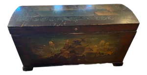 Antique Dome Top Hand Painted Trunk