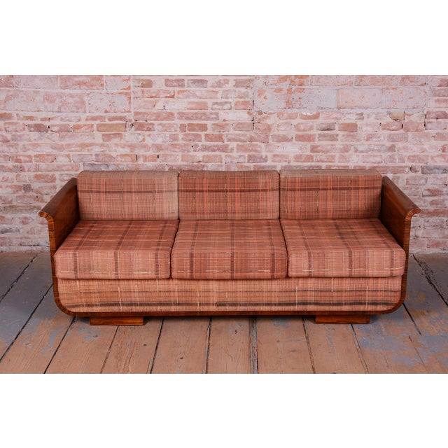 Art Deco Walnut Sofa by J. Halabala for Up Zavody, Czech, 1930s For Sale - Image 3 of 13