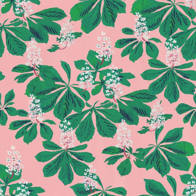 Art Deco Sample - Blossoming Flowers Wallpaper by Paule Marrot in Pink For Sale - Image 3 of 3