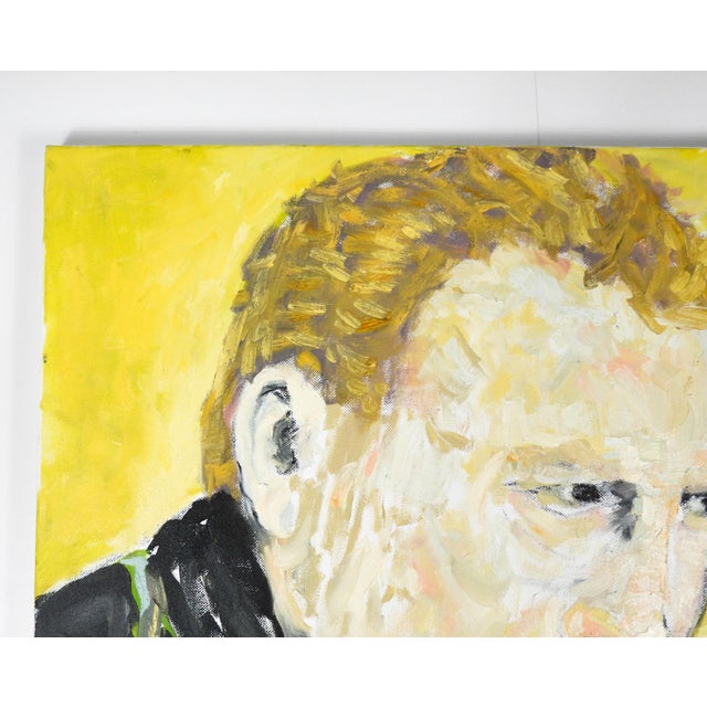 Early 21st Century Contemporary Portrait Painting of Man Yellow Background For Sale - Image 5 of 7