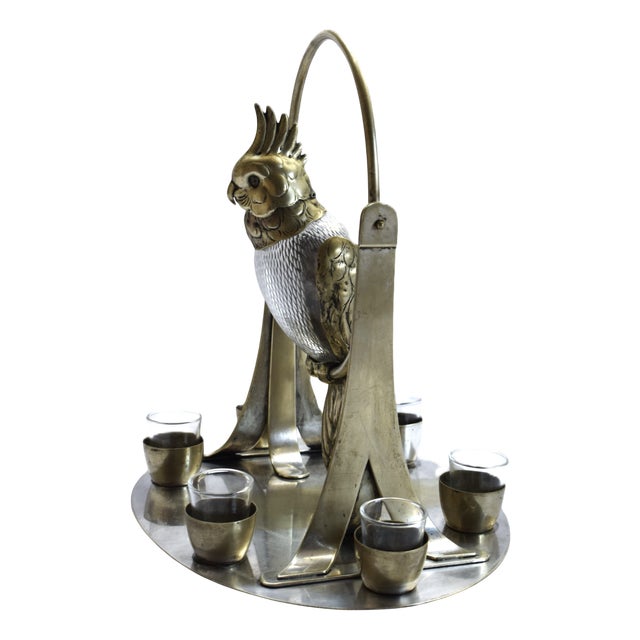 Antique Kakadu Liqueur Set, Austria, 1910s, Set of 7 For Sale