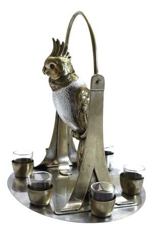 Antique Kakadu Liqueur Set, Austria, 1910s, Set of 7