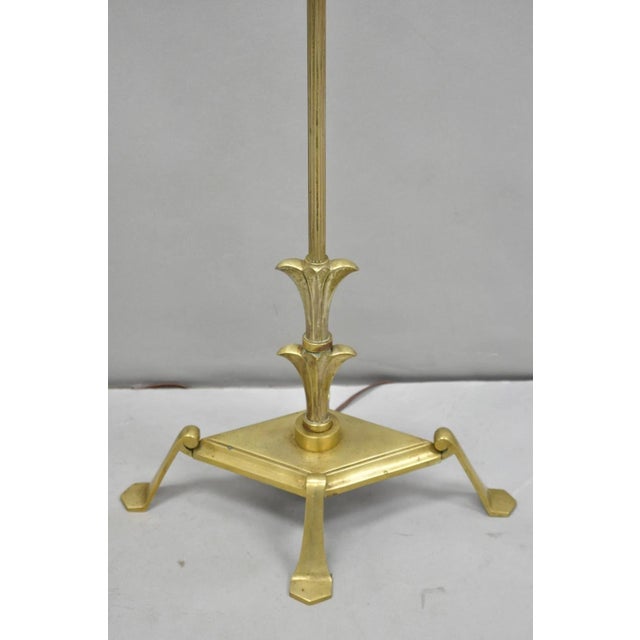 Antique Giacometti Style Bronze Fleur de Lis Gothic Pole Floor Lamps - a Pair. Very rare model with diamond shaped base...