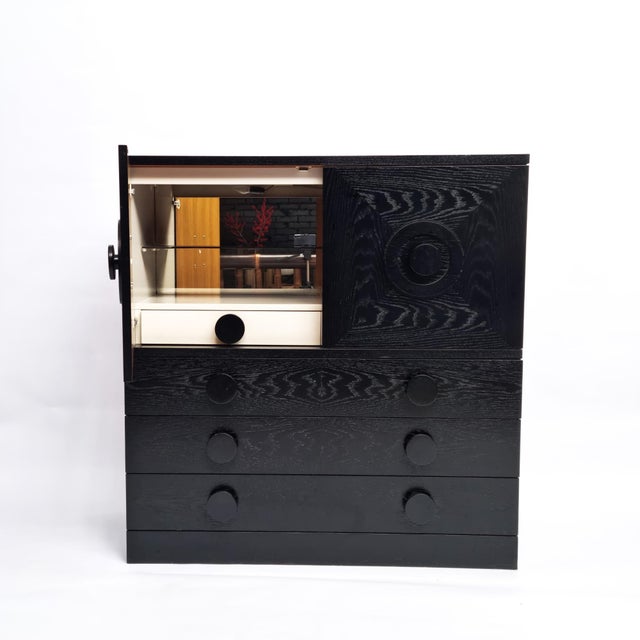 Brutalist Brutalist Black Bar Cabinet with Two Doors and Three Drawers, Belgium, 1970s For Sale - Image 3 of 17