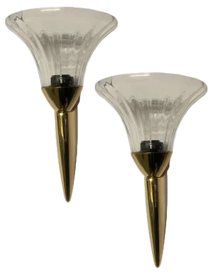 Murano Glass Brass Sconces, 1980s, Set of 2