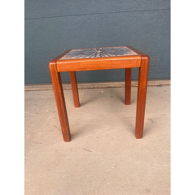 Mid-Century Modern Møbelfabrikken Toften Danish Modern Teak & Ceramic Tile Side Table — Made in Denmark, C. 1960s For Sale - Image 3 of 5
