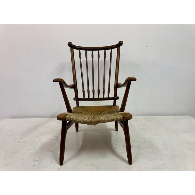 Dutch Stick Back and Rush Seat attributed to De Ster Gelderland, 1950s For Sale - Image 16 of 18