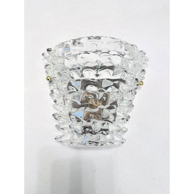 Style Art Deco "Rostrato" Clear Italian Murano Glass Wall Sconces Elegant pair of Italian wall sconce crafted in clear...
