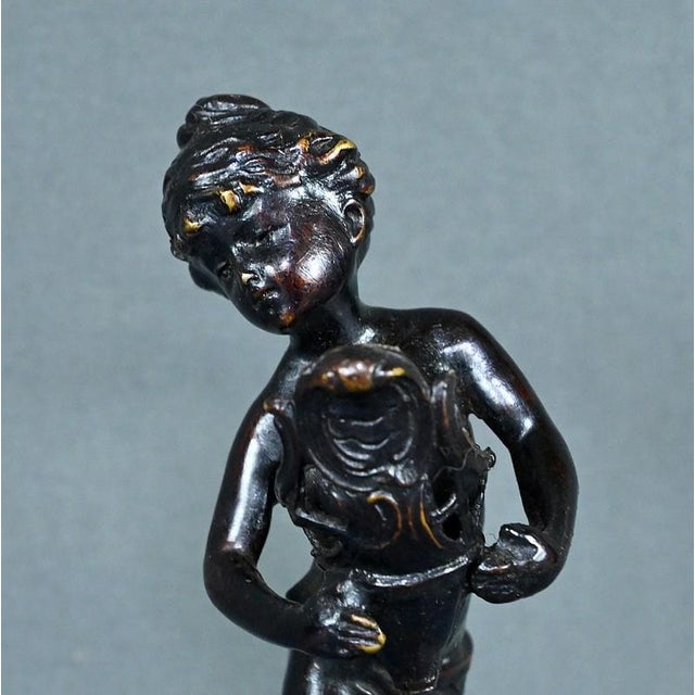 Small Bronze of Young Girl with the Basket, Late 19th Century For Sale - Image 4 of 10